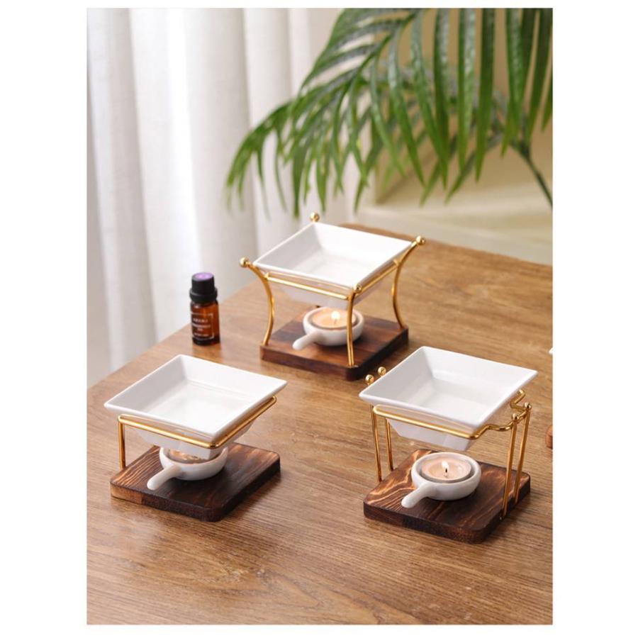 スタンド 茶香炉 アロマ炉 陶器 木製 アロマキャンドルホルダー 香りの