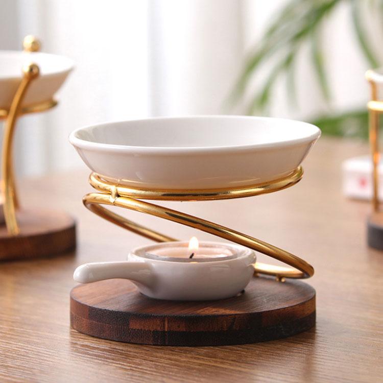 【新品】白いキャンドルホルダー　香炉 香炉 (茶香炉・アロマポット) キャンドルホルダー・上皿2枚 付き