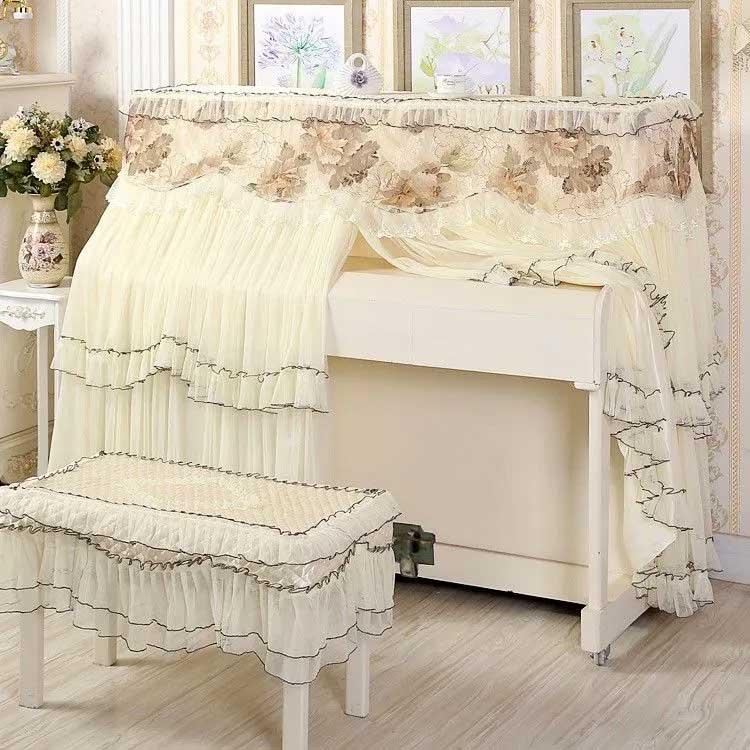 ピアノカバー 椅子カバー 2点セット フルカバー レース 刺繍 アップライトピアノカバー ピアノベンチカバー オールカバー レース フリル 電子ピアノ |  | 04