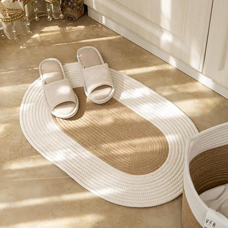 玄関マット ラグマット 楕円型 マット 68ｘ45cm おしゃれ 編み 室内 ドアマット 泥落としマット カーペット 西海岸風 インテリア シンプル |  | 02
