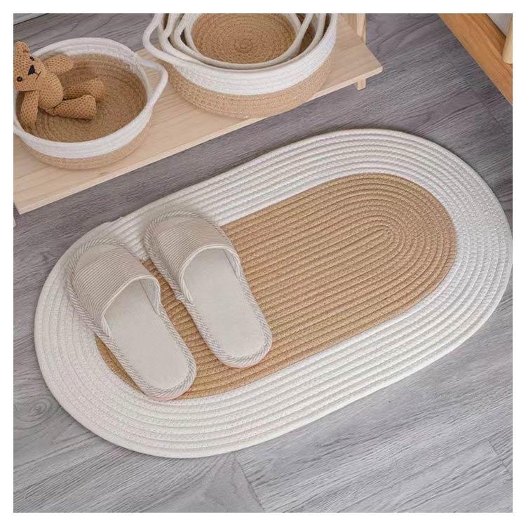 玄関マット ラグマット 楕円型 マット 68ｘ45cm おしゃれ 編み 室内 ドアマット 泥落としマット カーペット 西海岸風 インテリア シンプル |  | 09