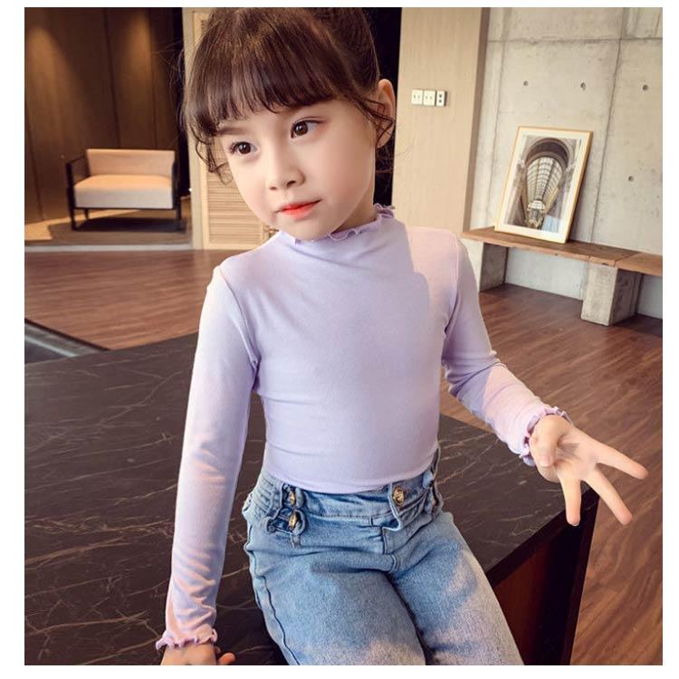 【送料無料】キッズ tシャツ 女の子 長袖 タートルネック 子供服 フリル ロンt 肌着 ハイネック インナー トップス ガールズ 無地 シンプル お |  | 11