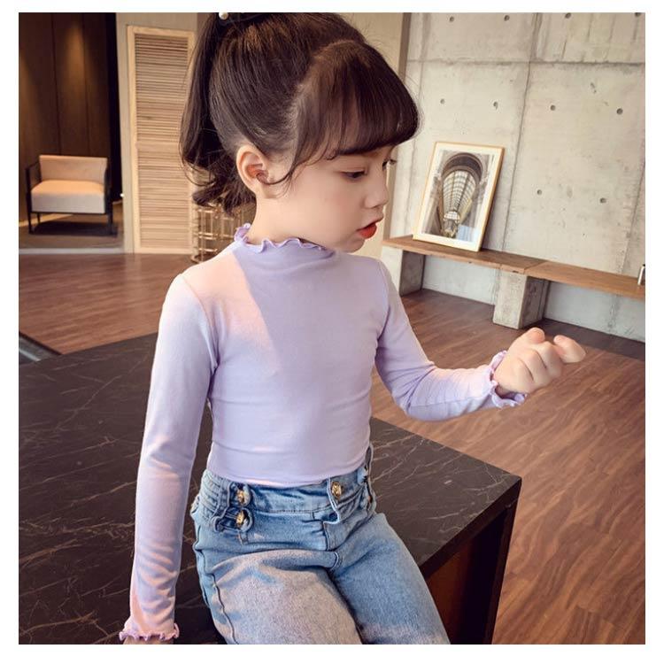 【送料無料】キッズ tシャツ 女の子 長袖 タートルネック 子供服 フリル ロンt 肌着 ハイネック インナー トップス ガールズ 無地 シンプル お |  | 12