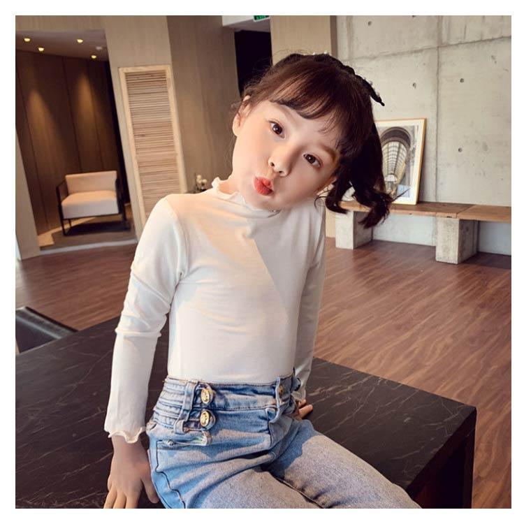 【送料無料】キッズ tシャツ 女の子 長袖 タートルネック 子供服 フリル ロンt 肌着 ハイネック インナー トップス ガールズ 無地 シンプル お |  | 13