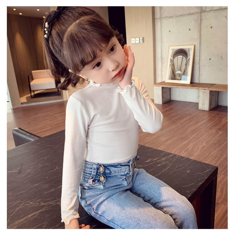 【送料無料】キッズ tシャツ 女の子 長袖 タートルネック 子供服 フリル ロンt 肌着 ハイネック インナー トップス ガールズ 無地 シンプル お |  | 14