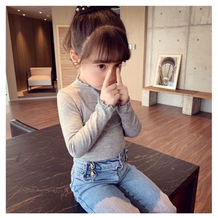 【送料無料】キッズ tシャツ 女の子 長袖 タートルネック 子供服 フリル ロンt 肌着 ハイネック インナー トップス ガールズ 無地 シンプル お |  | 16