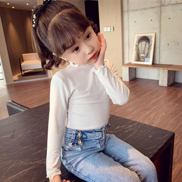 【送料無料】キッズ tシャツ 女の子 長袖 タートルネック 子供服 フリル ロンt 肌着 ハイネック インナー トップス ガールズ 無地 シンプル お |  | 02