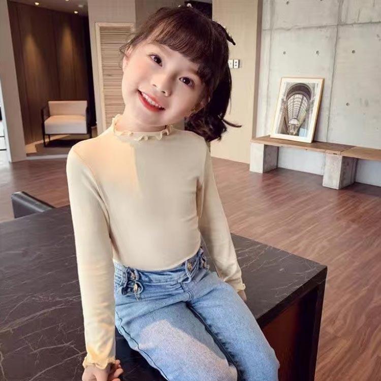 【送料無料】キッズ tシャツ 女の子 長袖 タートルネック 子供服 フリル ロンt 肌着 ハイネック インナー トップス ガールズ 無地 シンプル お |  | 03