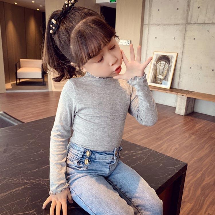 【送料無料】キッズ tシャツ 女の子 長袖 タートルネック 子供服 フリル ロンt 肌着 ハイネック インナー トップス ガールズ 無地 シンプル お |  | 04