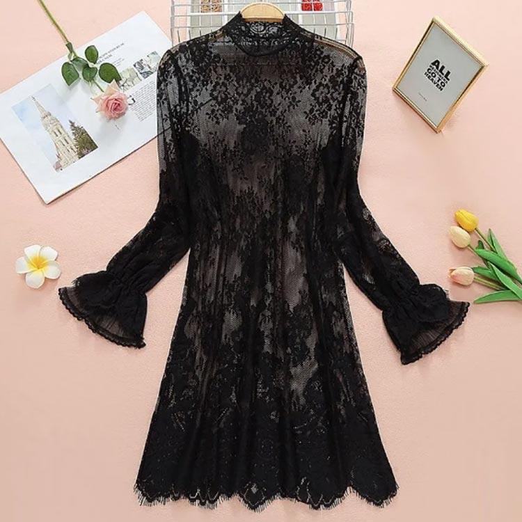 送料無料 重ね着ワンピース シアーワンピース 透け レース ワンピース