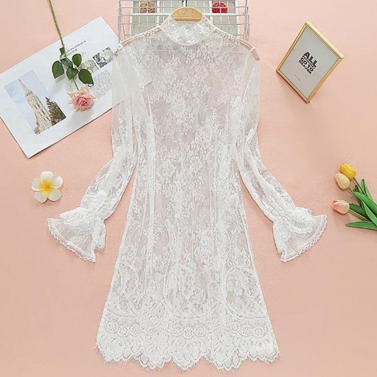 送料無料 重ね着ワンピース シアーワンピース 透け レース ワンピース