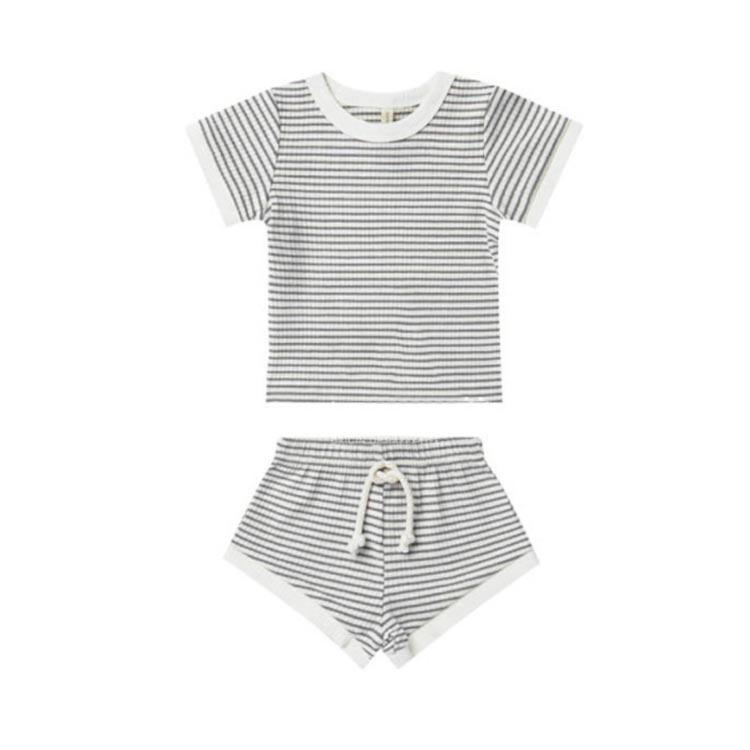 ベビー服 セットアップ 上下セット 半袖Tシャツ 短パン リブ Tシャツ ショートパンツ スポーティ ウェストゴム 男の子 女の子 薄手 保育園 幼稚 |  | 01