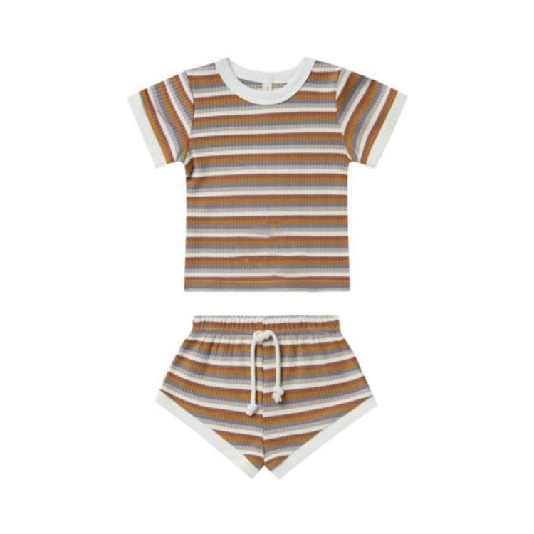 ベビー服 セットアップ 上下セット 半袖Tシャツ 短パン リブ Tシャツ ショートパンツ スポーティ ウェストゴム 男の子 女の子 薄手 保育園 幼稚 |  | 02