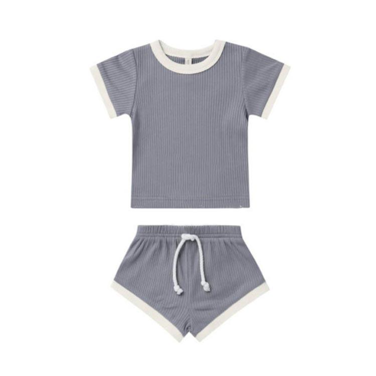 ベビー服 セットアップ 上下セット 半袖Tシャツ 短パン リブ Tシャツ ショートパンツ スポーティ ウェストゴム 男の子 女の子 薄手 保育園 幼稚 |  | 04