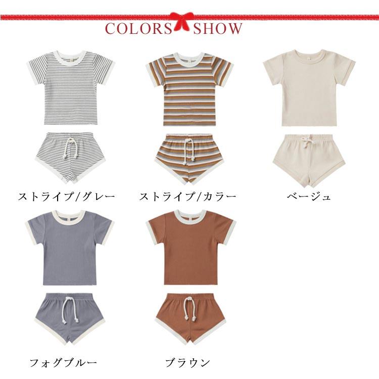 ベビー服 セットアップ 上下セット 半袖Tシャツ 短パン リブ Tシャツ ショートパンツ スポーティ ウェストゴム 男の子 女の子 薄手 保育園 幼稚 |  | 06