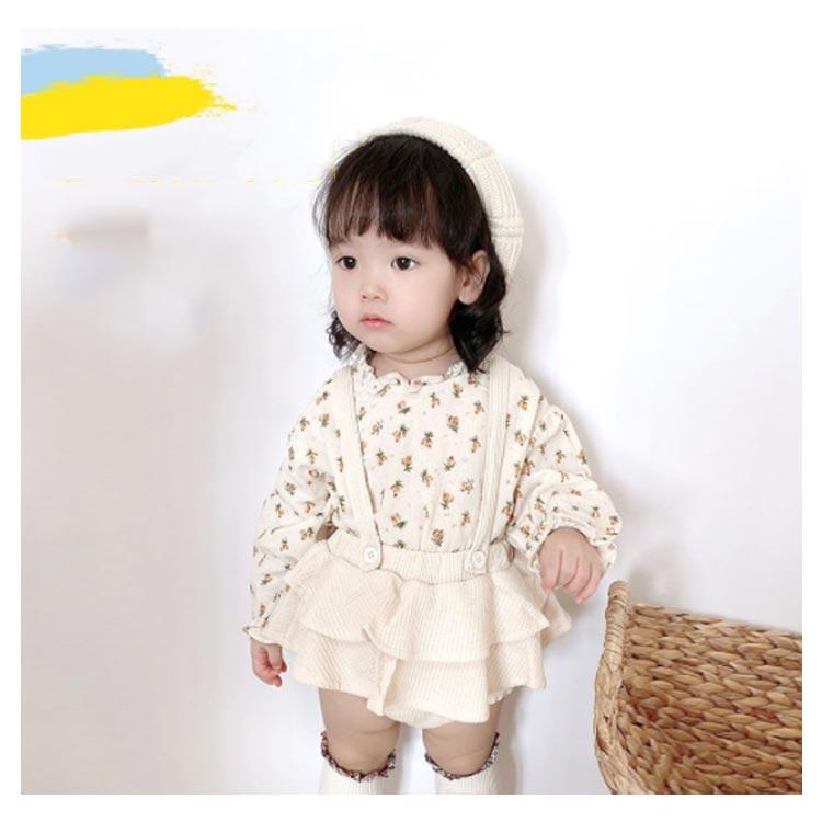 長袖ブラウス＆サロペットセット 2点セット 女の子 フリルブラウス スカパン サロペット セットアップ オールインワン キッズ 小花柄 春 秋 全2色 |  | 13