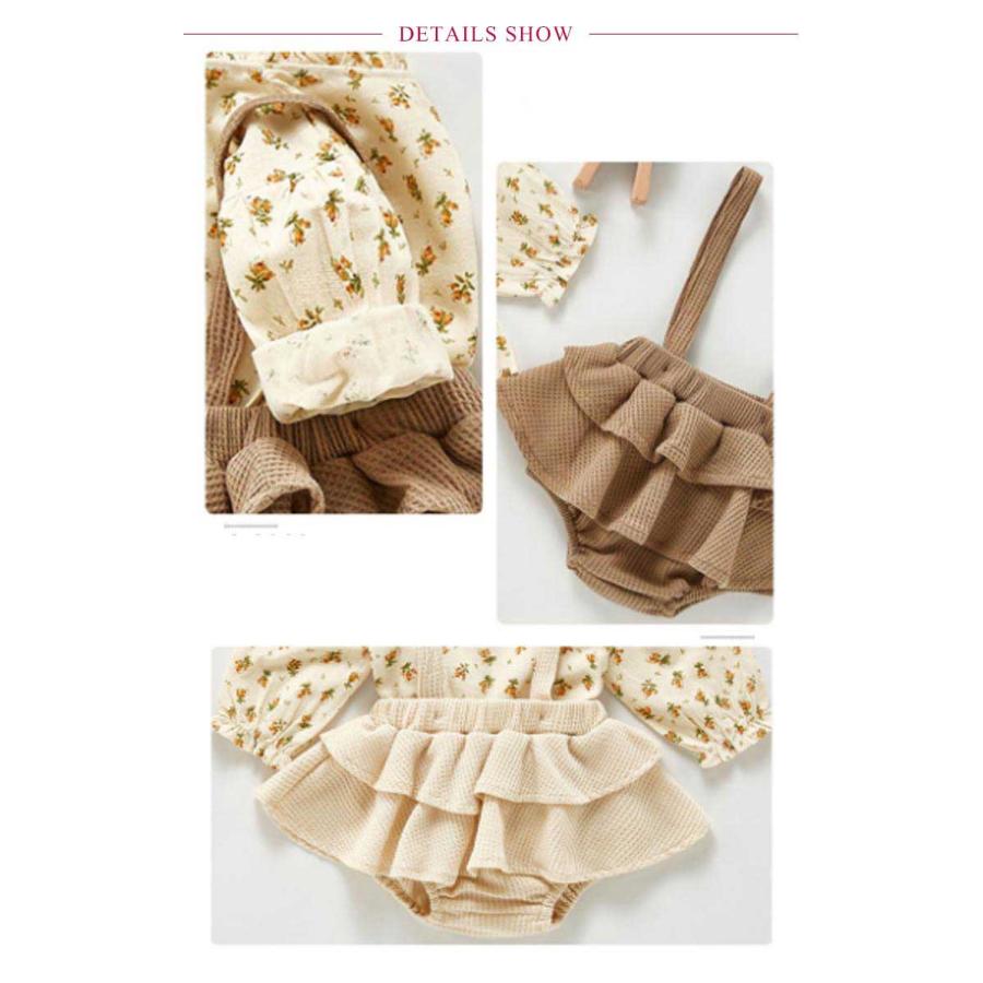 長袖ブラウス＆サロペットセット 2点セット 女の子 フリルブラウス スカパン サロペット セットアップ オールインワン キッズ 小花柄 春 秋 全2色 |  | 16