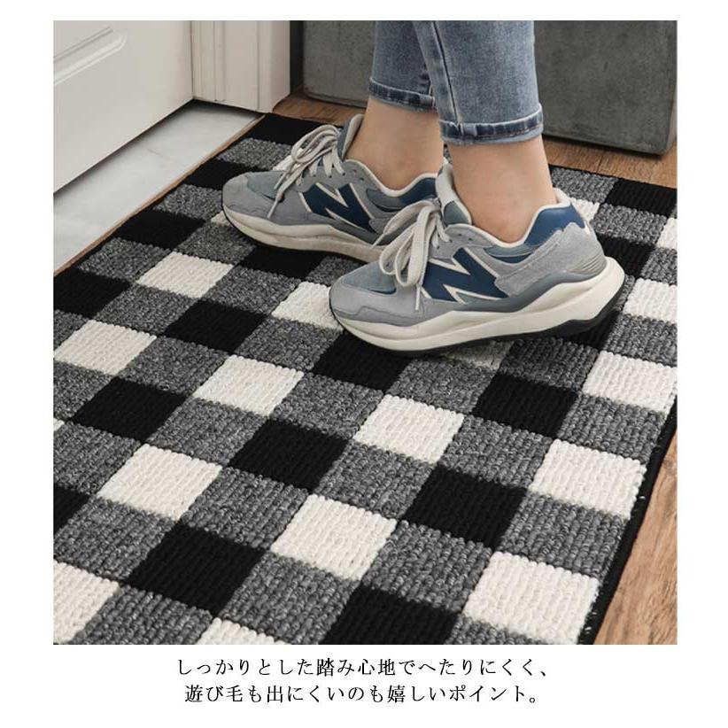 玄関マット 50×80cm チェック柄 室内 屋内 北欧テイスト 滑り止め 滑りにくい ポリプロピレン糸 モダンデザイン 洗濯機洗いOK 洗える シン |  | 07