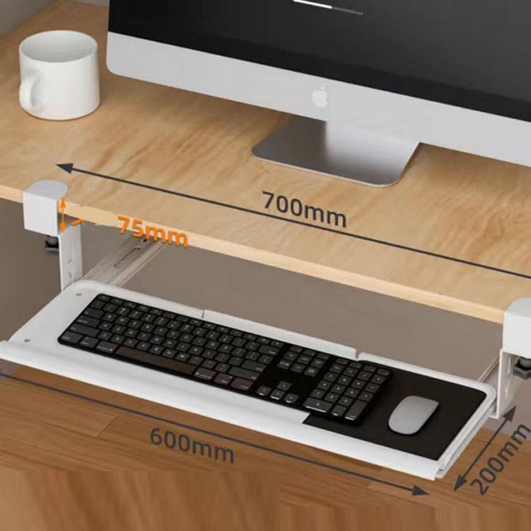 キーボードスライダー 後付け クランプ式 幅60cm 奥行20cm デスク設置