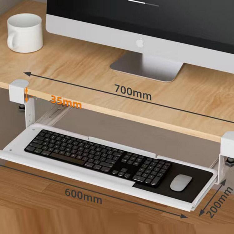 キーボードスライダー 後付け クランプ式 幅60cm 奥行20cm デスク設置