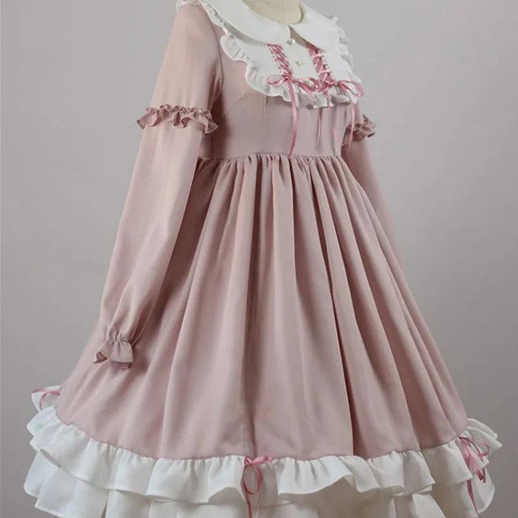 ロリータワンピース レディース ミディアム丈 長袖 丸襟 コスプレ ハロウイン Aライン フリル裾 甘ロリータ 女子 学生 可愛い 仮装 お茶会 学園 |  | 03