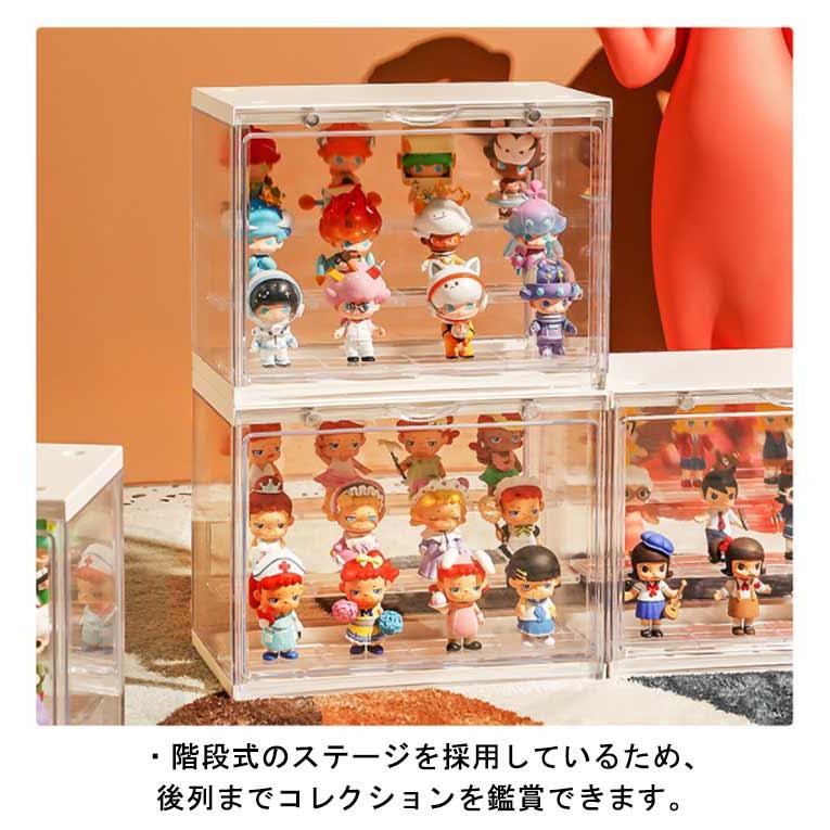 コレクションケース 3段ステージ 収納ボックス スタッキングOK フィギュアケース フィギュアディスプレイ アクリルケース マグネットドア 引き手付き |  | 10