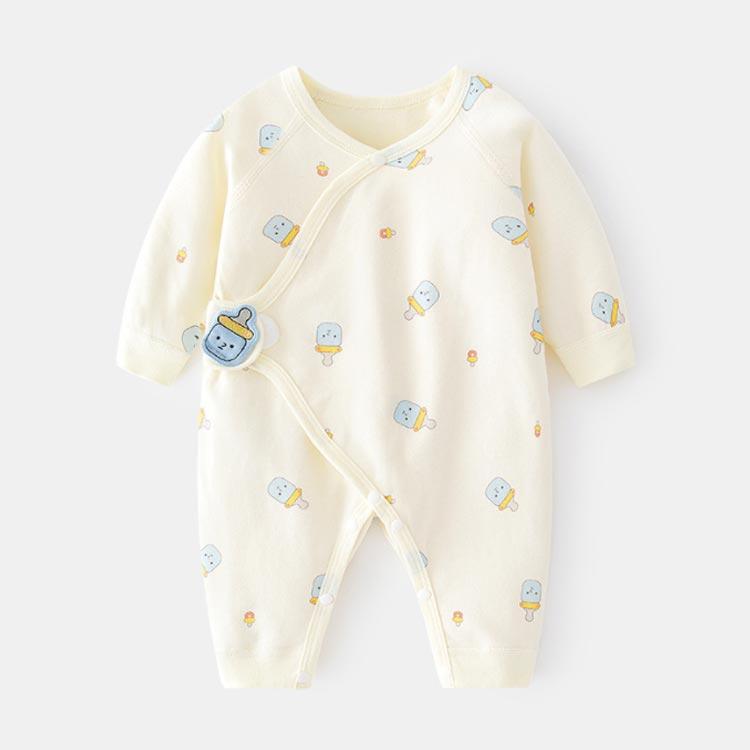 ベビー服 ロンパース カバーオール インナー 長袖 マジックテープ 前 