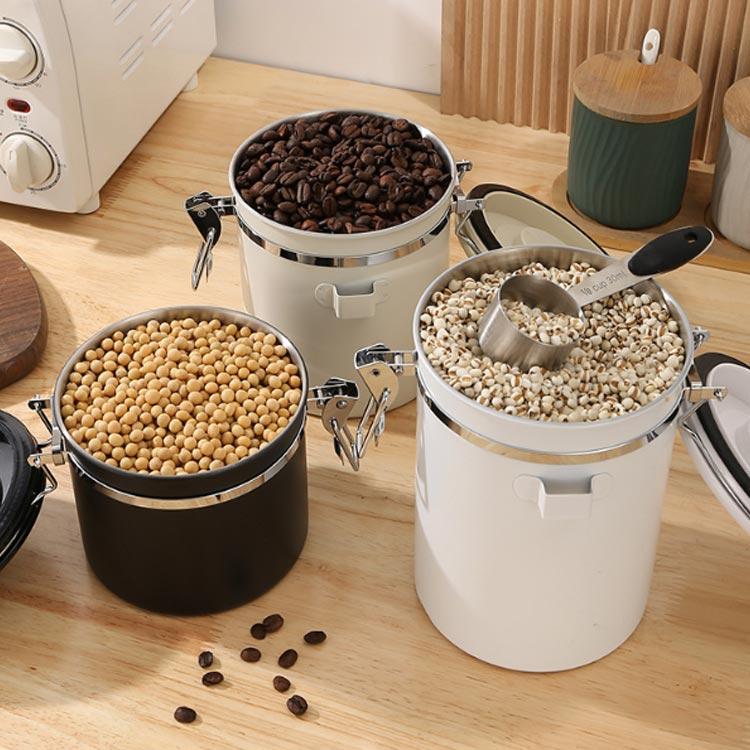 コーヒーキャニスター 保存容器 スチールスプーン付き さじ付き 密封