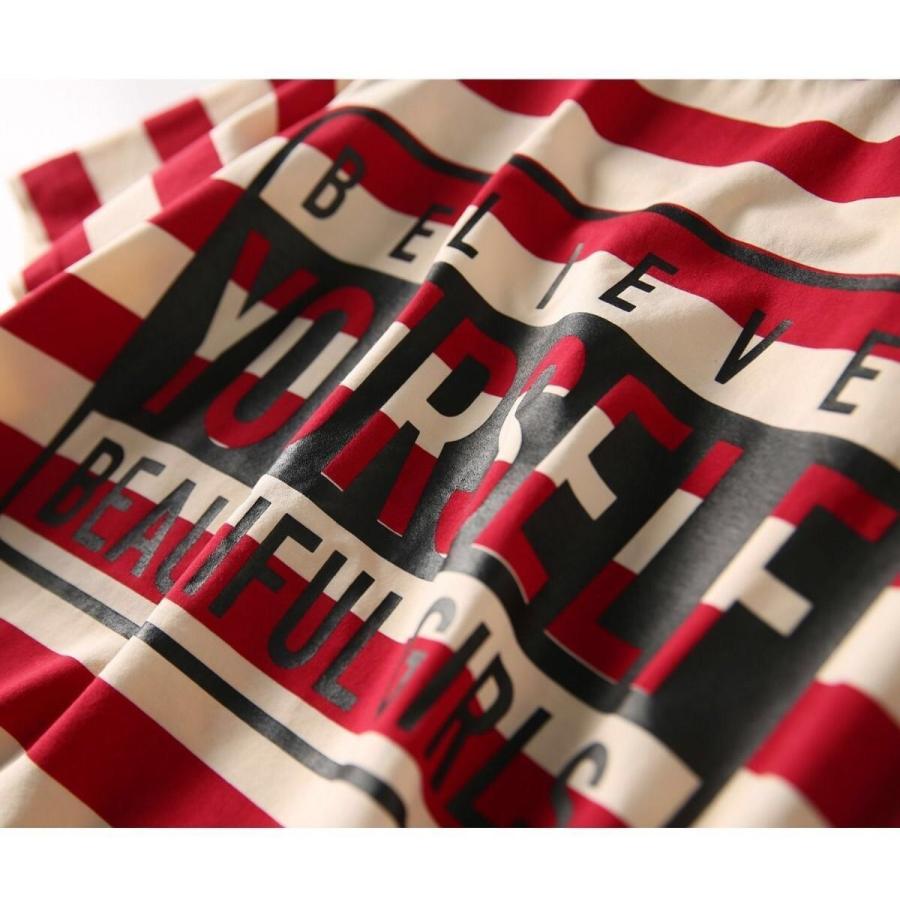 Tシャツワンピース ワンピース レディース ボーダー ロゴ入り カットソー スリット クルーネック 膝丈 |  | 06
