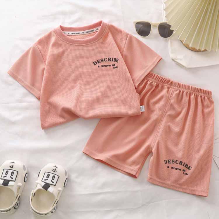 キッズ セットアップ 上下セットワッフル生地 部屋着 100 涼しい t