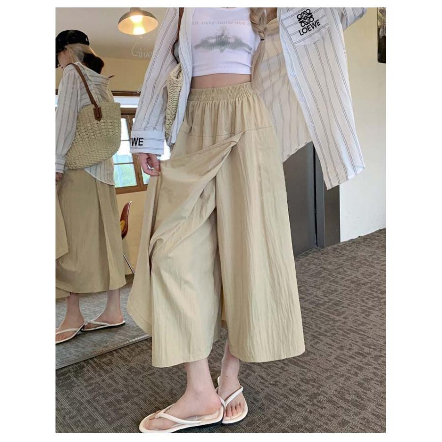 8分丈 スカンツ パンツスカート ワイドパンツ スカートパンツ 無地