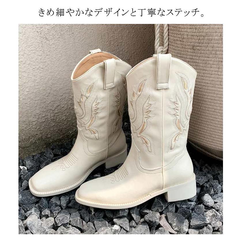 ウエスタンブーツ レディース ロングブーツ 防寒ブーツ 革ブーツ 
