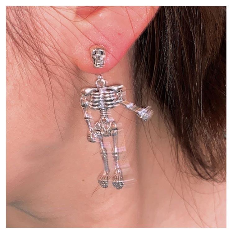 2個入り スカルシールドヘリックス ストレートバーベル 首吊りドクロ