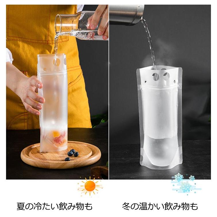 【1000枚入り】【ストロー1000本付】ドリンクパウチ キャップなし 透明 半透明 ストロー付き 500ml 厚さ20c スタンドパウチ ドリンクパの画像