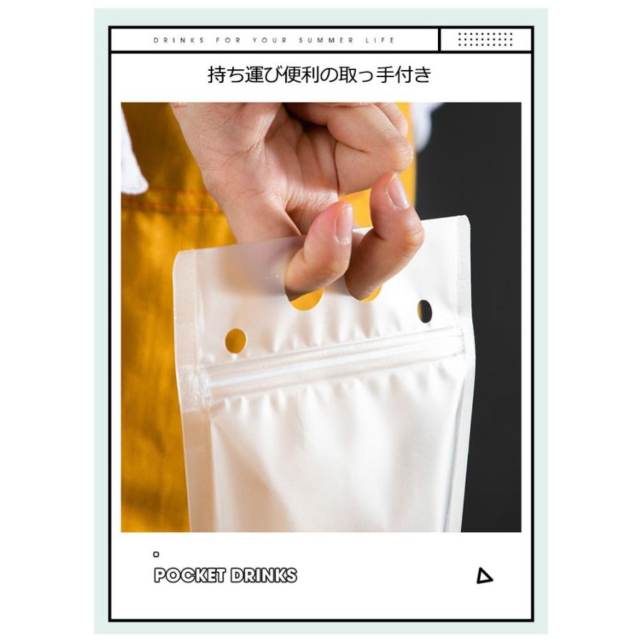 【1000枚入り】【ストロー1000本付】ドリンクパウチ キャップなし 透明 半透明 ストロー付き 500ml 厚さ20c スタンドパウチ ドリンクパの画像