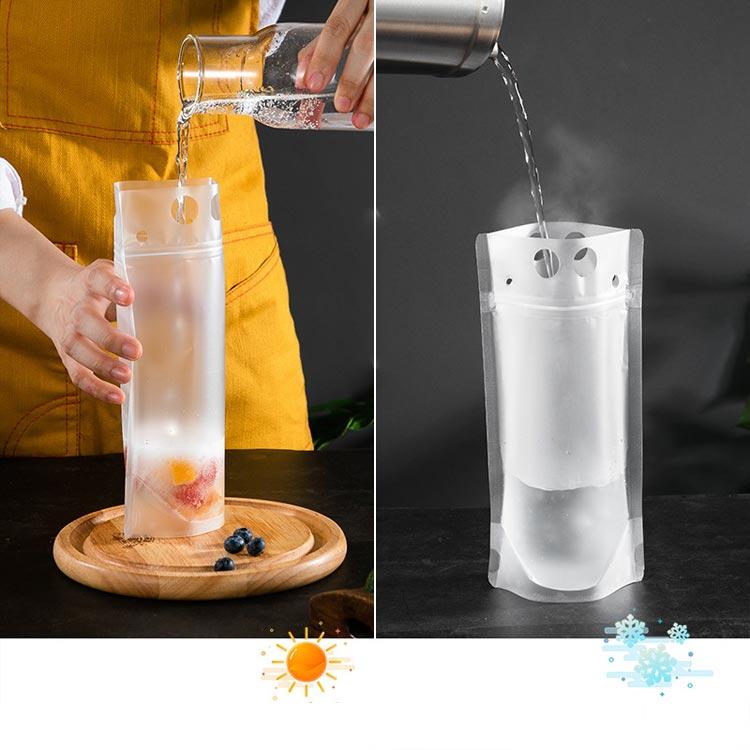 【1000枚入り】【ストロー1000本付】ドリンクパウチ キャップなし 透明 半透明 ストロー付き 500ml 厚さ20c スタンドパウチ ドリンクパの画像