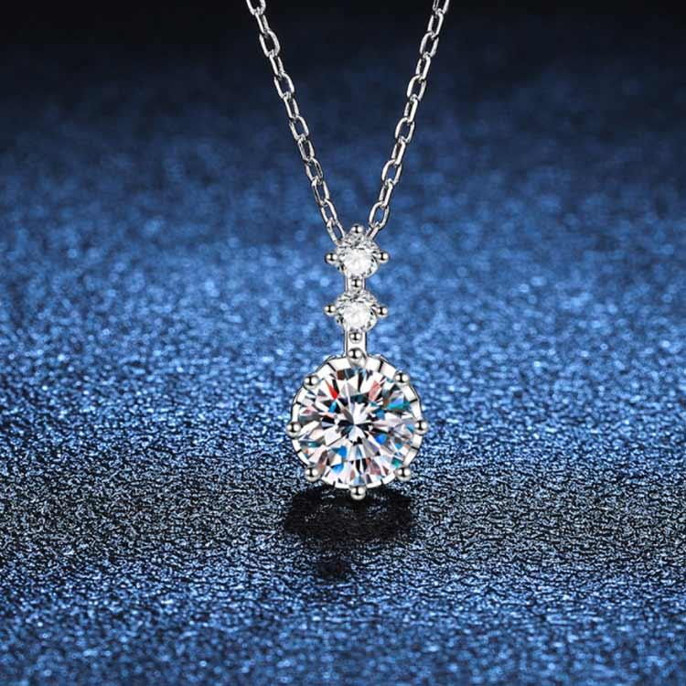 ネックレス レディース モアサナイト 豪華1ct プラチナ仕上げ 金属
