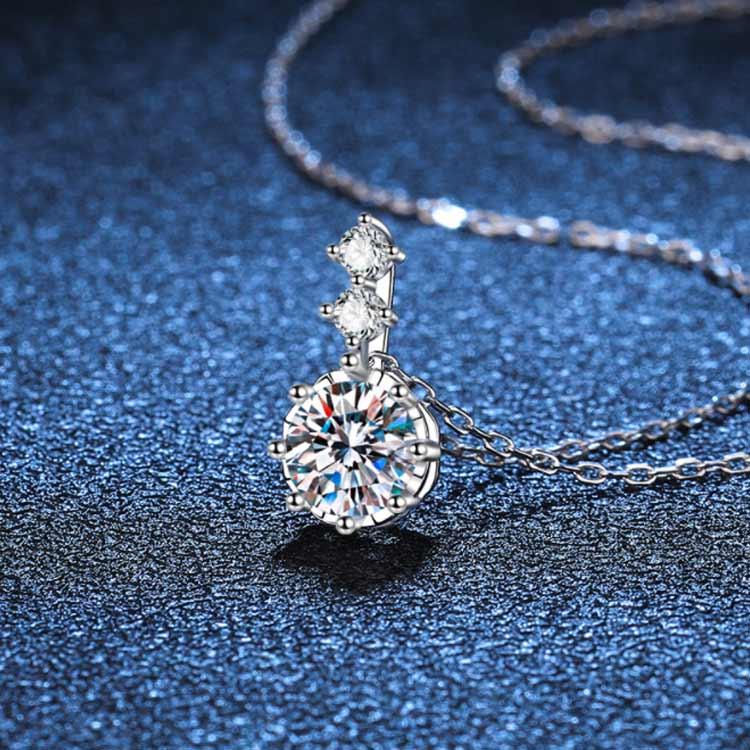 ネックレス レディース モアサナイト 豪華1ct プラチナ仕上げ 金属