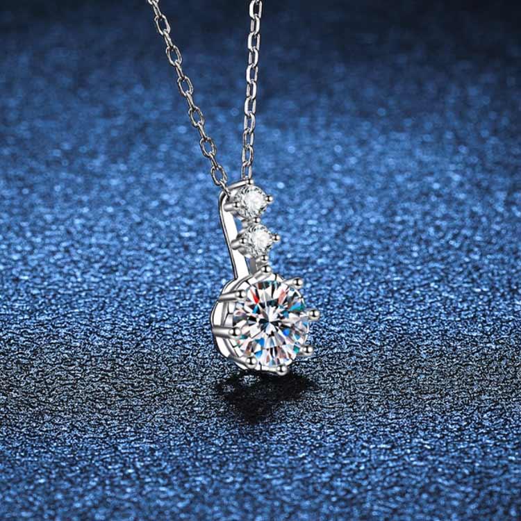 ネックレス レディース モアサナイト 豪華1ct プラチナ仕上げ 金属