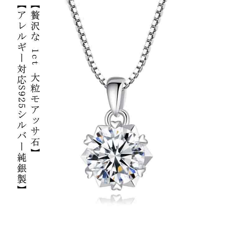 送料無料 ネックレス 1Carat モアサナイト ひと粒 一粒 シンプル