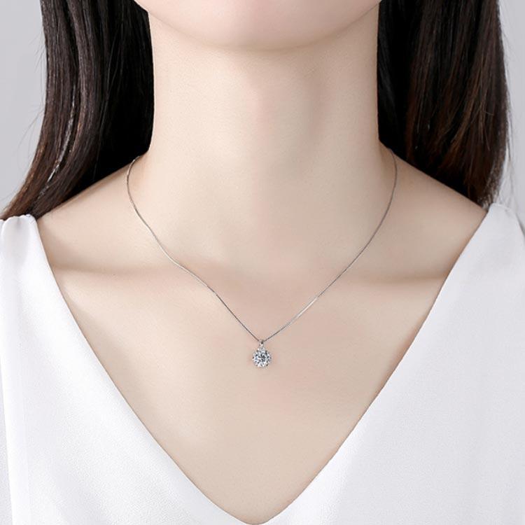 送料無料 ネックレス 1Carat モアサナイト ひと粒 一粒 シンプル