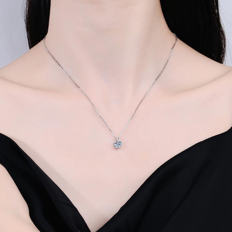 送料無料 ネックレス 1Carat モアサナイト ひと粒 一粒 シンプル 