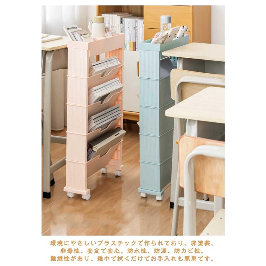 ファイルワゴン キャスター付き 360度回転 マガジンラック スリム