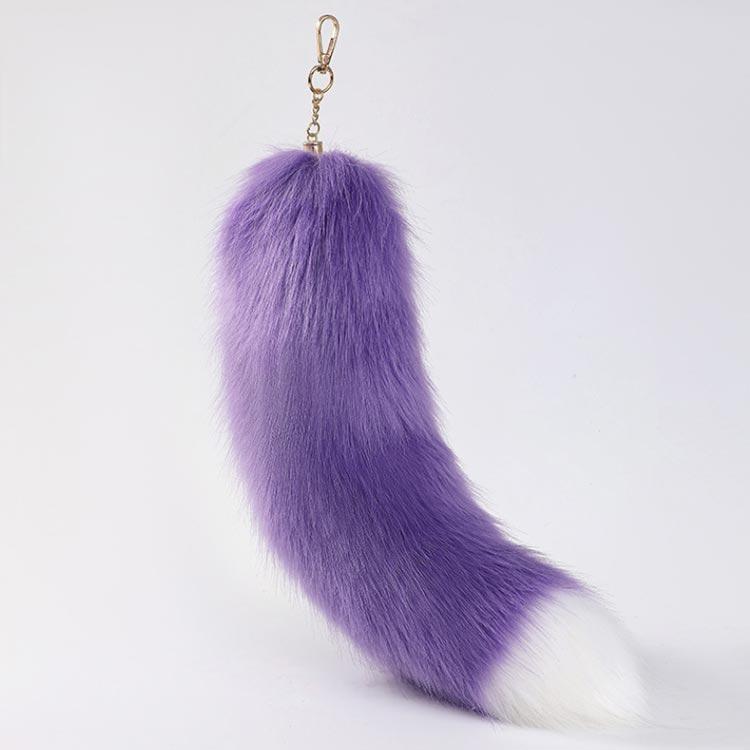 ファー素材 紫色しっぽ しっぽ キーホルダー フェイクファー ファーチャーム 尻尾 テール