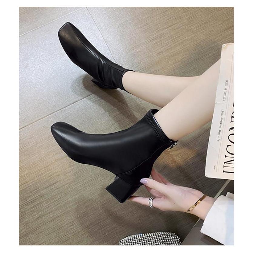 スクエアトゥ ショートブーツ レディース ブーツ アンクルブーツ 歩き