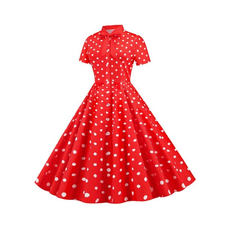 レトロワンピース レディース 春 リボン付き ストらプ柄 トッド柄 襟