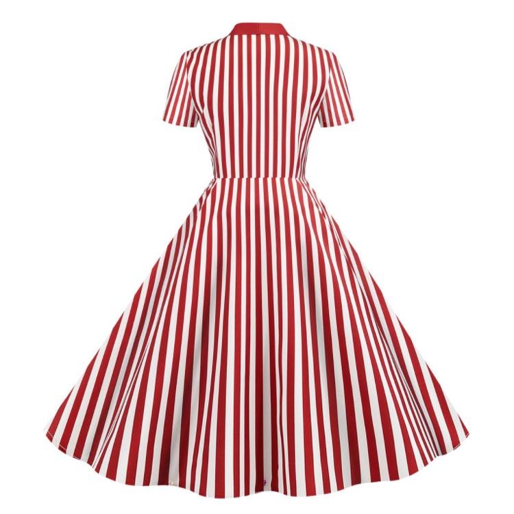 昭和レトロ レッド　ストライプ ウエスト切替 フレアラインワンピース 秋冬　L1 楽天市場】ロングワンピース フレアワンピース シャツワンピース
