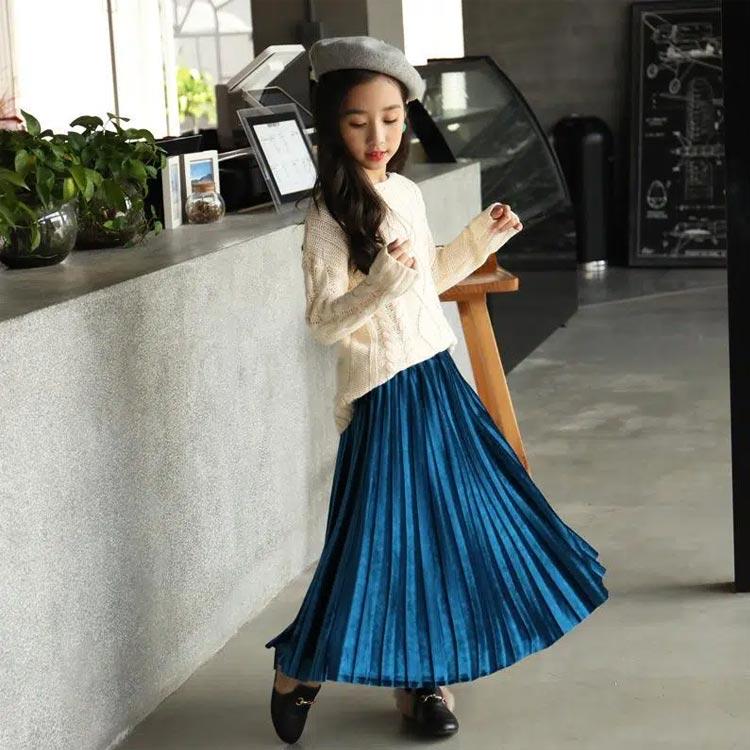 プリーツスカート ロング 秋冬 裏起毛 フレアスカート スカート 女の子