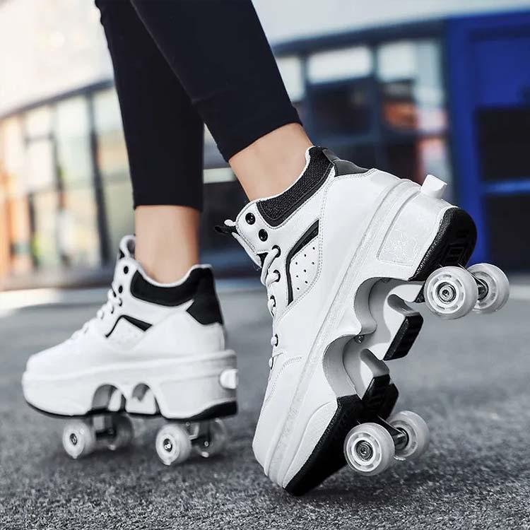 カジュアルローラースケート 大人変形パルクールシューズ　ランニングシューズ Amazon.co.jp: 変形ローラーシューズスニーカー2in1ローラー