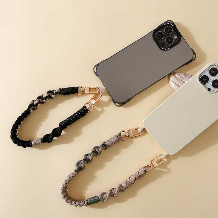ショートストラップ スマホ 手首 ソロモン編み込み 挟むだけ マルチ
